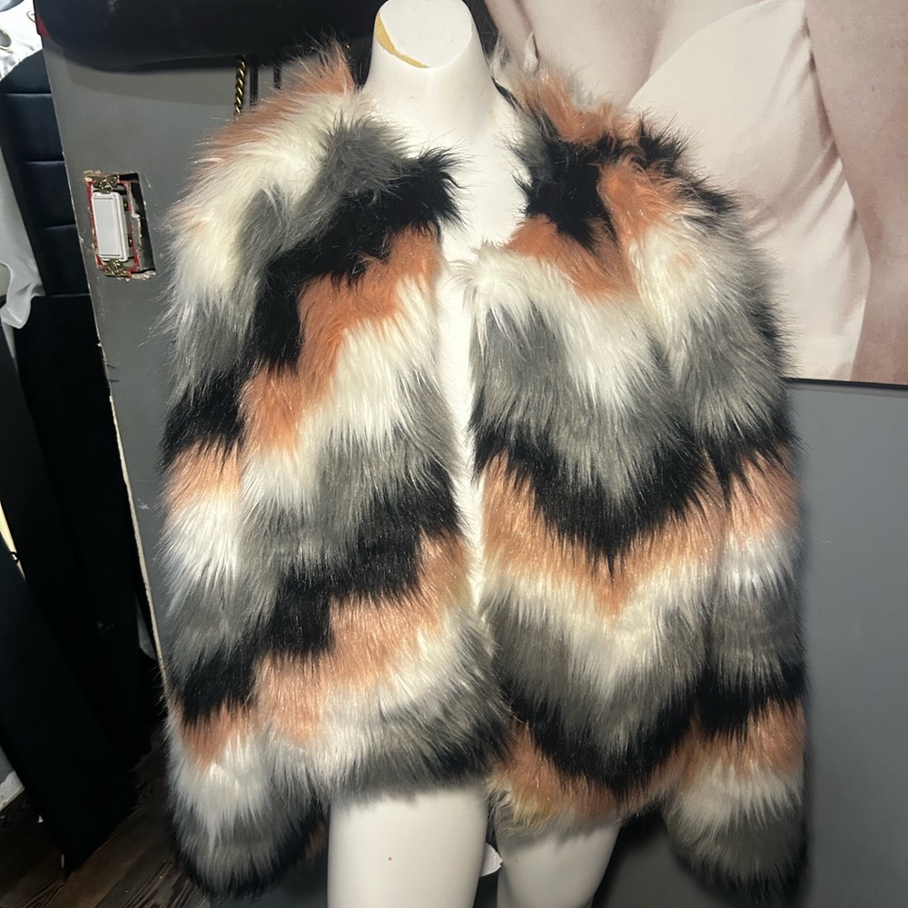 Chic Multicolor Faux Fur Jacket